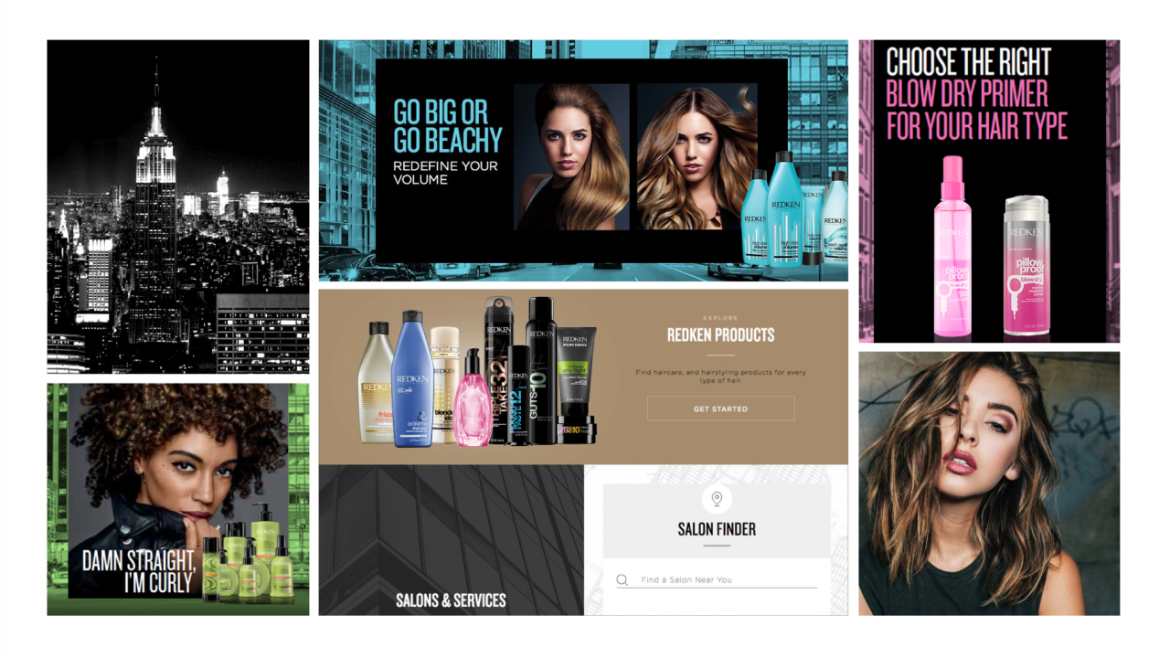 Concept 1 moodboard: urban, edgy Redken New York design language